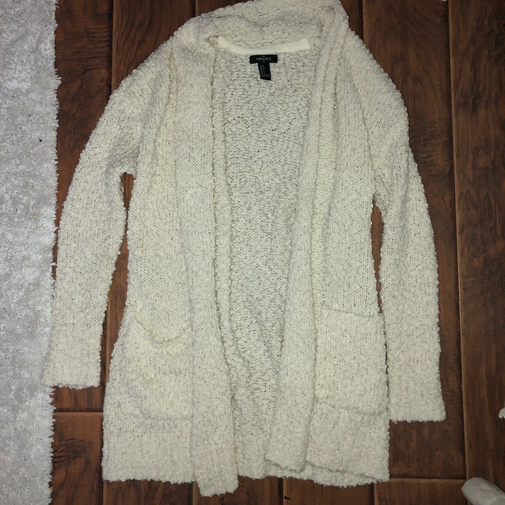 White fluffy cardigan